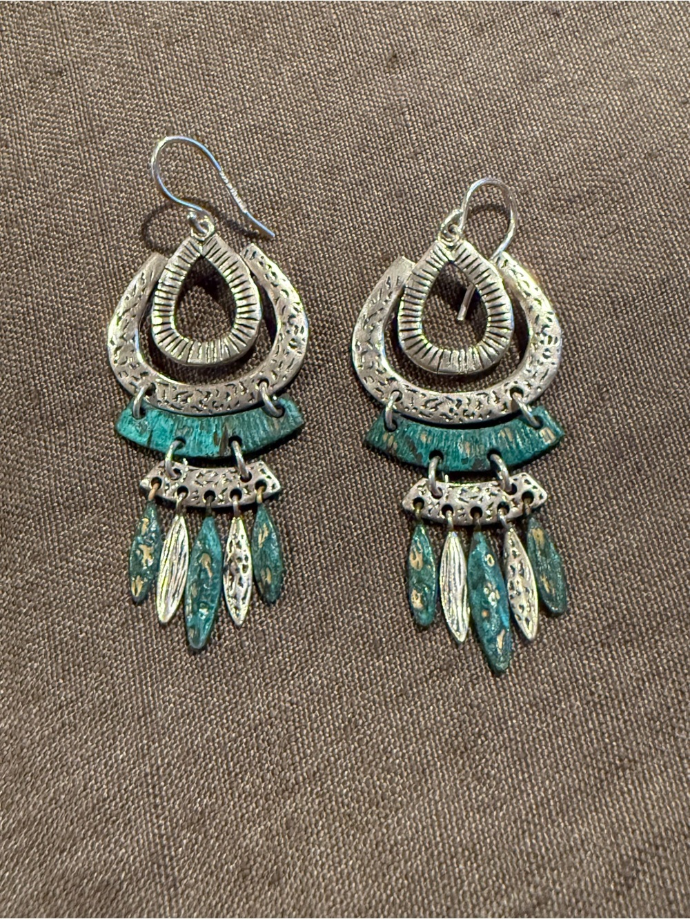 Silpada sterling Bohemian Teal and Silver Dangle Earrings - Women Jewelry - Picture 2 of 4